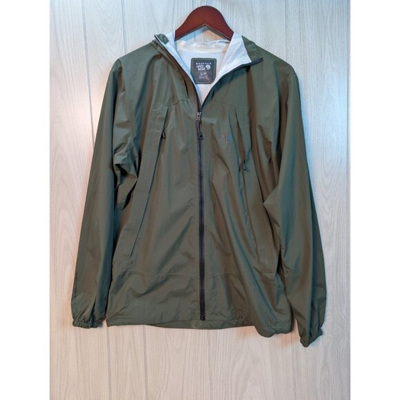 Mountain Hardwear Jacket Mens Small Green Hooded Rain Coat Lightweight